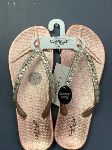 Capelli New York Women's Rhinestone Flip Flops 7M US