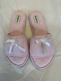 Dearfoams Women's Beatrice Microfiber Velour Bow House Slipper Pink Large 9-10