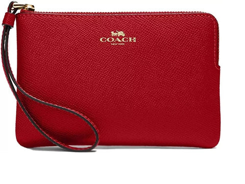 Coach Crossgrain Leather Corner Zip Wristlet Wallet 1941 Red