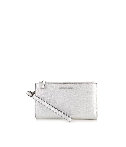 Michael Kors Silver Metallic Jet Set Double Zip Wristlet