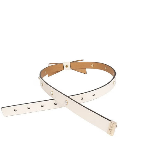 Kate Spade New York Women's  19mm Pearl Studded Bow Belt Cream