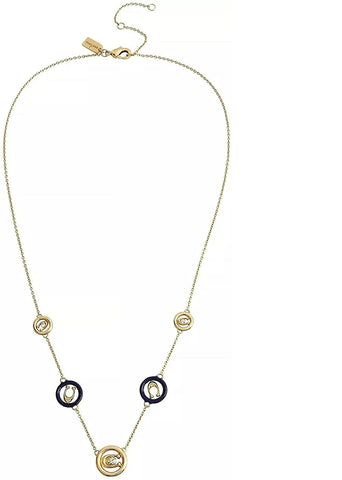 COACH Women's Enamel Short Station Necklace Navy One Size