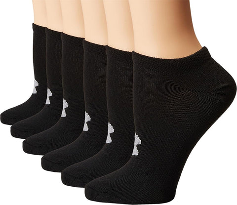 Under Armour Youth No Show Socks (6-Pair), Solid Black YLG