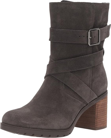 Clarks Women's Malvet Doris Boot Dark Grey Suede 8