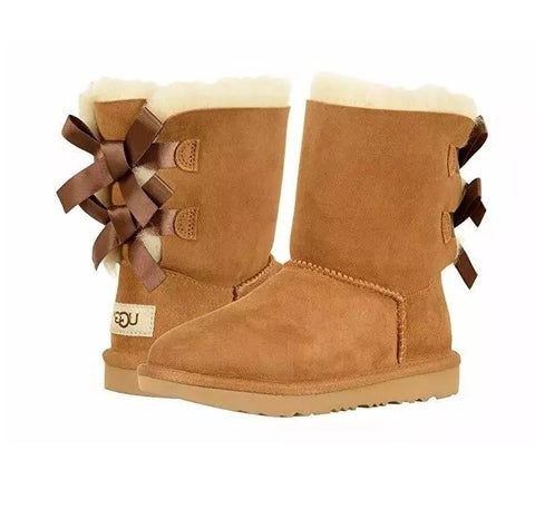 UGG Kids Little Kid K Bailey Bow II Fashion Boot, Chestnut 13US