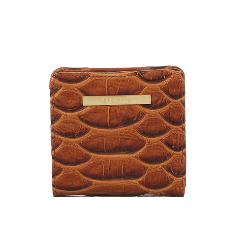 BRAHMIN Saratoga Jane Mini Bifold Snap Wallet Honey Brown