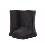 UGG Girls' Classic Short II Glitter Fashion Boot, Black 4US