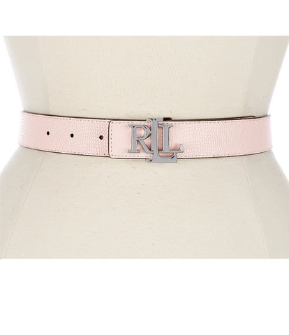 Lauren Ralph Lauren 1" Logo Reversible Pebbled Leather Belt Spring Pink Large