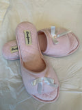 Dearfoams Women's Beatrice Microfiber Velour Bow House Slipper Pink Large 9-10