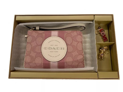 Coach Women's Boxed Corner Zip Wristlet Pink Muulti