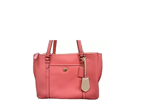 Coach Women's Peyton Leather Jordan Double Zip Carryall 25669 Coral Bag