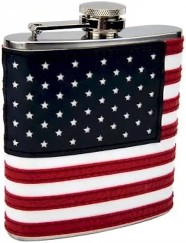 6 Ounce American Flag Flask Usa Patriotic Stainless Steel