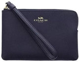 Coach Women's Cross grain Leather Corner Zip Wristlet, Navy