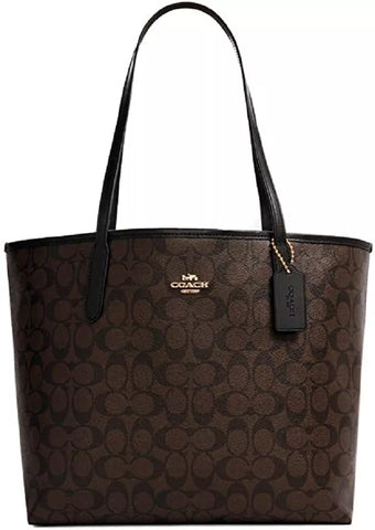 Coach Women's City Tote In Signature Canvas (Brown Black)