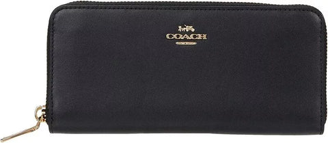 COACH Women's Smooth Leather Slim Accordion Zip Wallet Gd/Black One Size