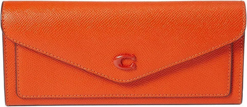 COACH Cross Grain Leather Wyn Soft Wallet Sun Orange One Size