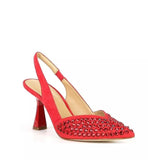 Michael Kors Chelsea Rhinestone Embellished Suede Slingback Pumps Crimson