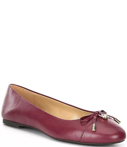 Michael Kors Women's Melody Dark Berry Leather Bow Detail Flats