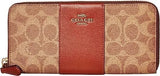 COACH Coated Canvas Signature Slim Accordion Zip Wallet Tan/Rust/Brass