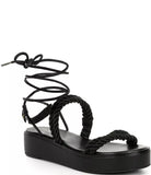 Michael Kors Women's Marina Woven Nylon Lace-Up Sandal Black 7.5 M