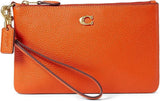 COACH Women's Polished Pebble Small Wristlet Sun Orange One Size