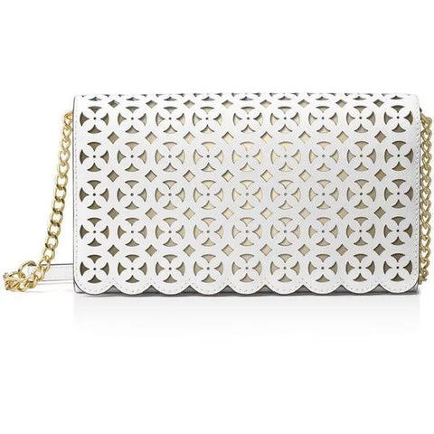 Michael Kors Women's Desi Large Phone Optic White Crossbody