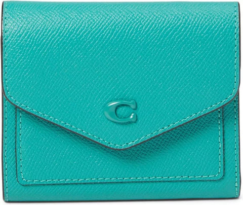 COACH Cross Grain Leather Wyn Small Wallet Bright Green One Size