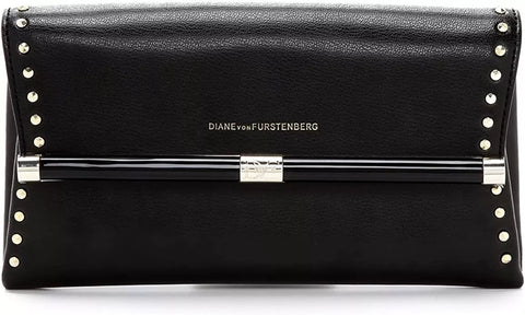 Diane von Furstenberg Women's 440 Studded Envelope Clutch, Black, One Size