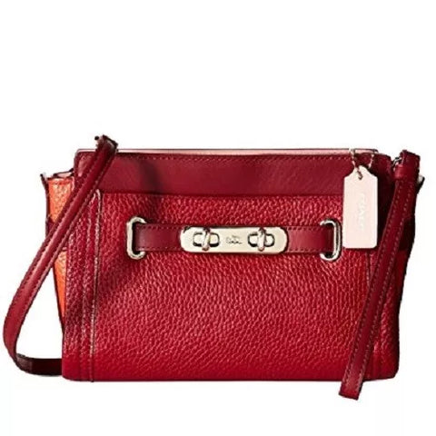 COACH Small Colorblock Swagger Convertible Crossbody Wristlet 53479,Cyclamen