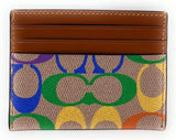 COACH Card Case In Rainbow Signature Canvas