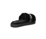 Michael Kors Women's Scarlett Chain Detail Faux Fur Slippers