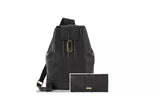 BRAHMIN Women's Gryphon Sling Backpack With Leather Wallet Black***