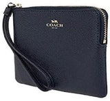 Coach Women's Cross grain Leather Corner Zip Wristlet, Navy