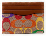 COACH Card Case In Rainbow Signature Canvas