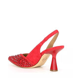 Michael Kors Chelsea Rhinestone Embellished Suede Slingback Pumps Crimson