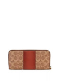 COACH Coated Canvas Signature Slim Accordion Zip Wallet Tan/Rust/Brass